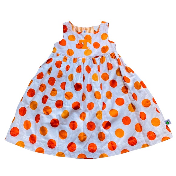 Sara Lynn Togs University of Tennessee Vols Orange Polka Dot Dress 3T - Picture 1 of 8